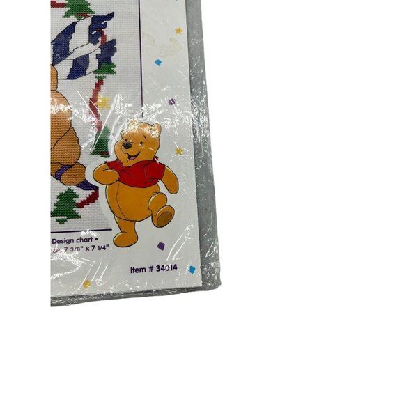 Winnie the Pooh Counted Cross Stitch Kit Pooh Skating Christmas - Picture 2 of 4
